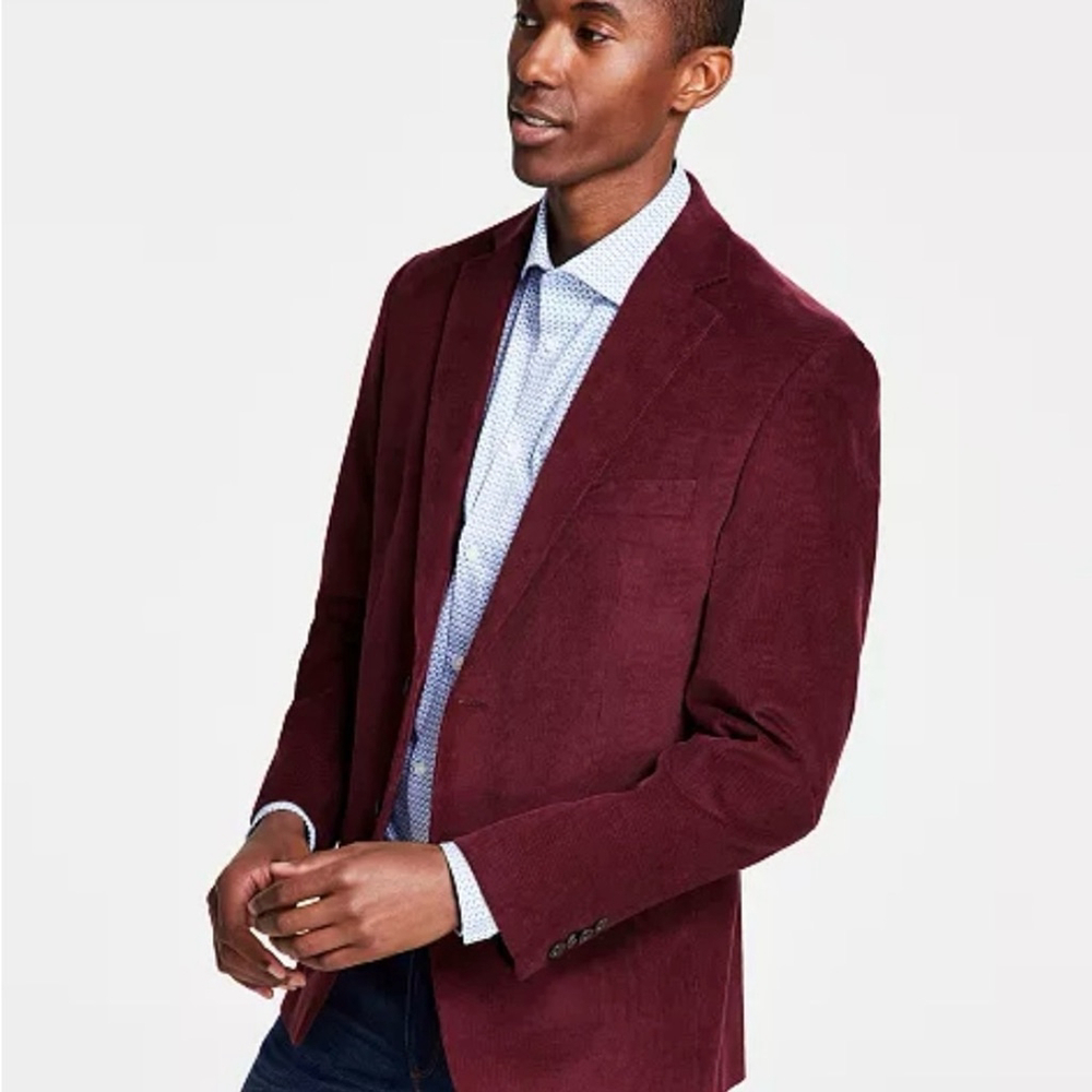 Michael Kors Burgundy Red 100% Cotton Corduroy Blazer Sport Jacket Mens 42S